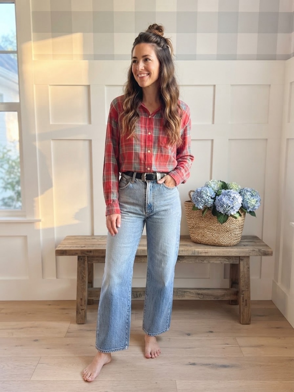 Denim & Supply Ralph Lauren Red Plaid Button-Down Shirt Medium